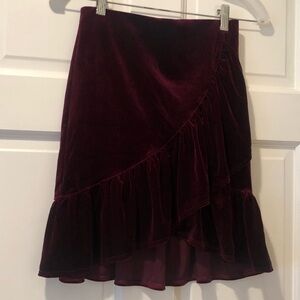 Urban Outfitters Burgundy Velvet Mini Skirt